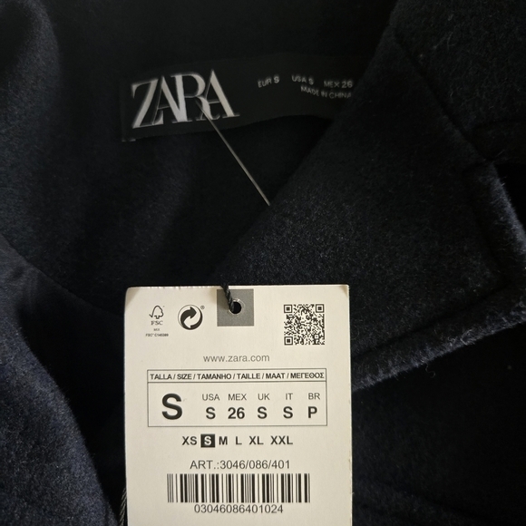 New Zara Cropped Gold Button Front Navy Jacket Blogger Fav NWT Small 3046/086 - Picture 16 of 16